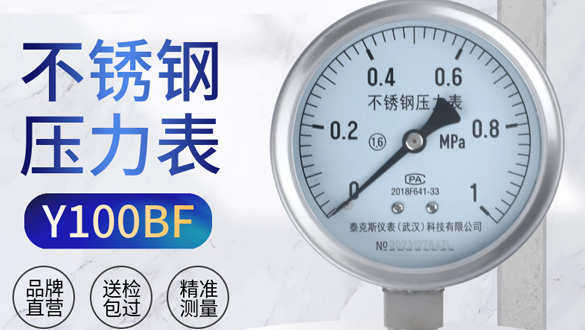 不锈钢压力表是由测量系统(包括不锈钢接头，弹簧管，齿轮传动机构)，指标部分，(包括指针和度盘)，表壳部分所组成。测量系统全部为不锈钢件制成，耐腐蚀性能好。